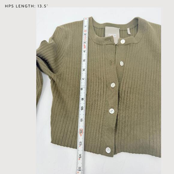 Kith Cropped Ribbed Cardigan Olive XS - Picture 7 of 9